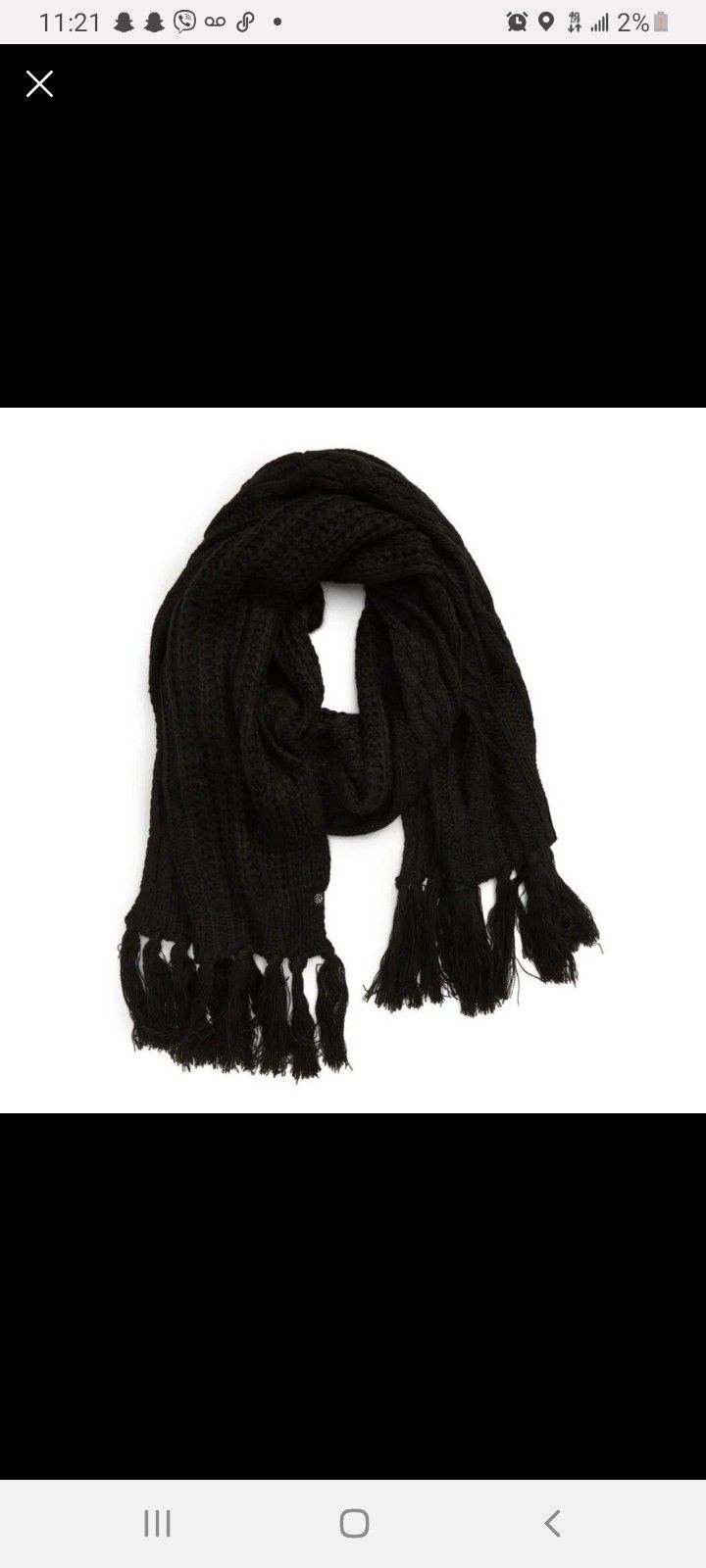 Treasure and bond black cable knit chunky Fringe scarf. NWT