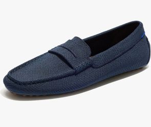 Brand New Rothy's The Driving Navy Herringbone Loafer Men's Size 7.5 Blue
