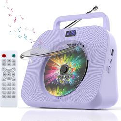 CD Player with Bluetooth,Double HiFi Sound Speakers,Sleep Mode,Desktop CD Music Players,Support AUX/USB/Headphone Jack/Music Fiber Optics/FM Radio Boo
