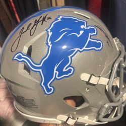 Authenticated Jared Goff And Ja Gibbs Signed Helmet 