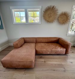 Brown leather couch