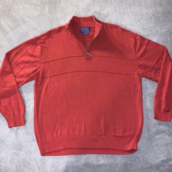 Pendleton Pullover Sweater Large Mens Vintage Quarter 1/4 Zip Red 90's - 00's ⛷