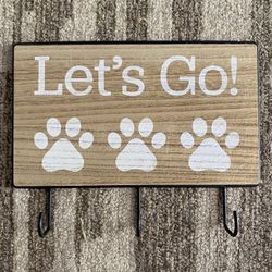 Lets go decorative wooden leash holder or hook, designed to be mounted on a wall