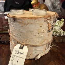 Large Birch Candle Holder. 