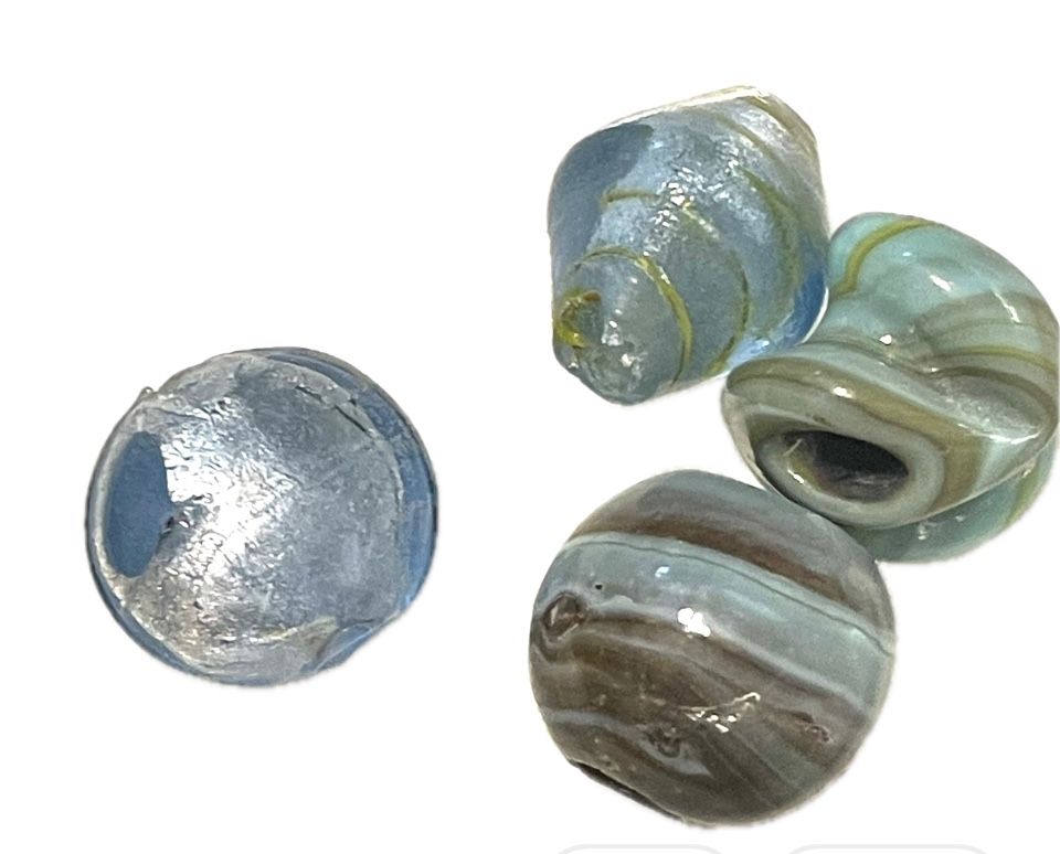 4 Stunning Large Blue Glass Beads