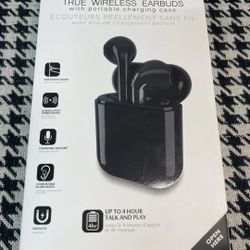 Press Play True Wireless Earbuds With Portable Charging Case Black