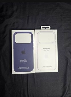 Apple iPhone 17 pro silicon case storm blue and clear color
