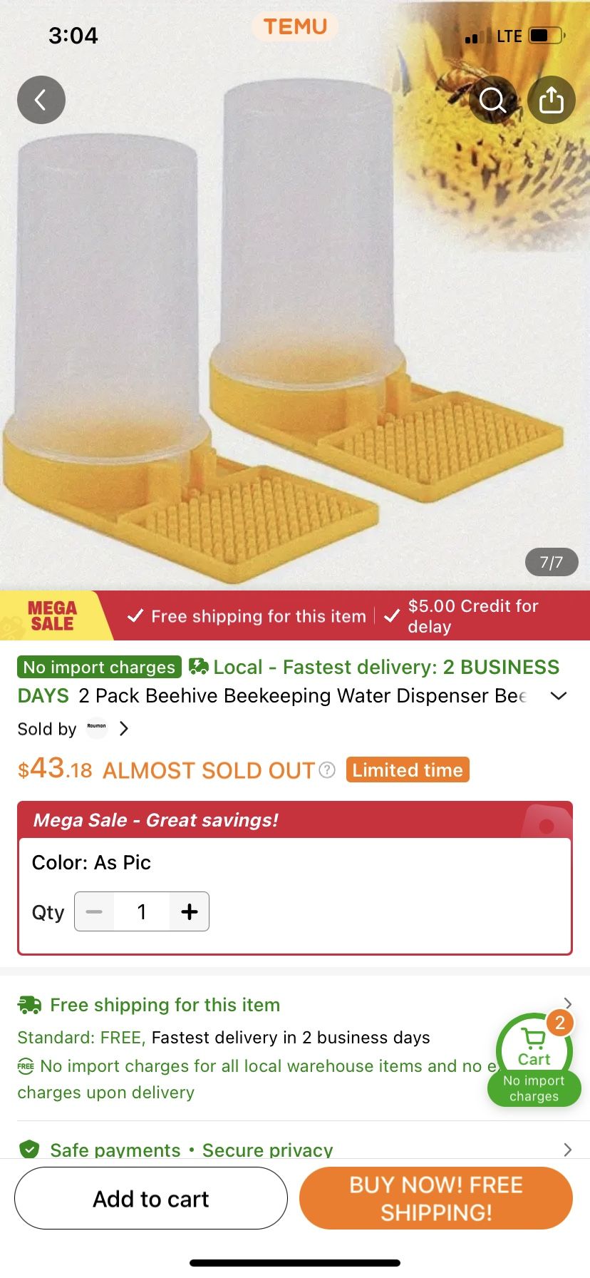 2-Pack Bee Feeder for Beekeeping - Transparent Plastic Hive Feeder with Yellow Attraction Pad