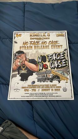 King Lil G  Emperors Choice Presents No Face No Case Strain Release Event Poster Autograph By Him 