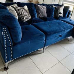 Blue Velvet Couch 