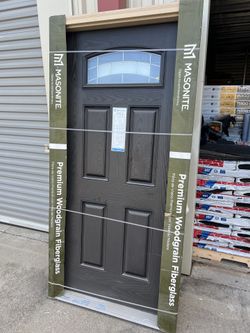 Masonite 36in x 80in Croxley Camber Left Hand Prehung Front Exterior Door