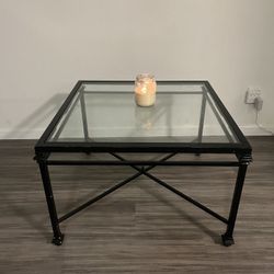 Glass Coffee Table – Black Metal Frame – Great Condition