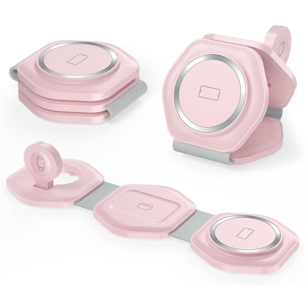 3 in 1 Wireless Charging Station for Apple, Foldable, Magnetic Travel Charger for Multiple devices