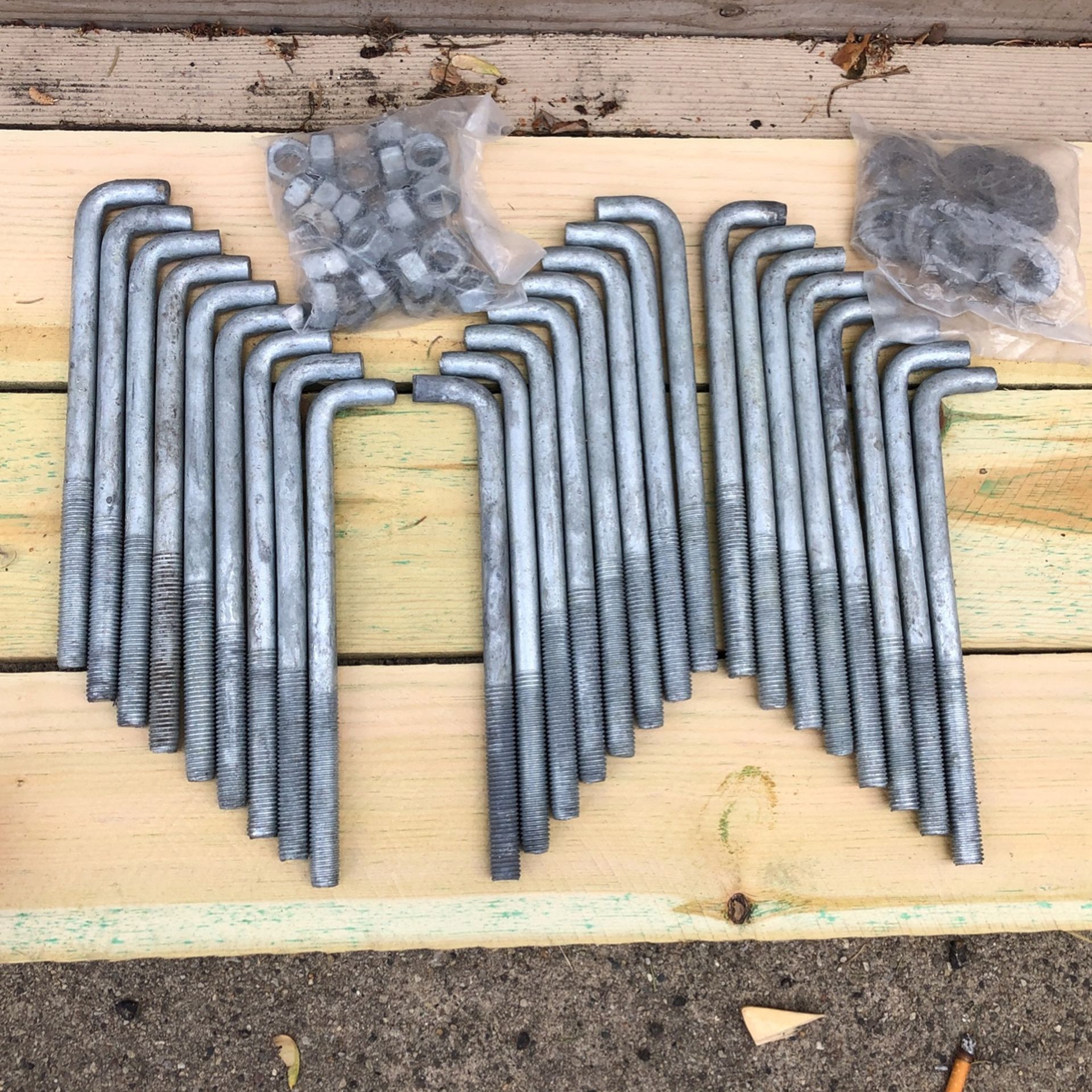 Anchor bolts w/ nuts and washers, Hot dipped galvanized steel, 5/8"-11 x 10"