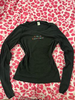 Small black long sleeve with “Love Yourself” text
