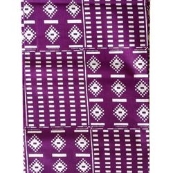 Purple White African Print Fabric 2 Yards