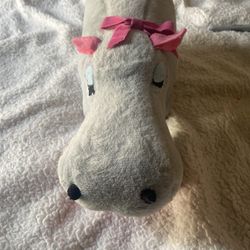VTG Bantam US Toys Inc Hippopotamus Hippo Plush Toy Gray/Pink 14”
