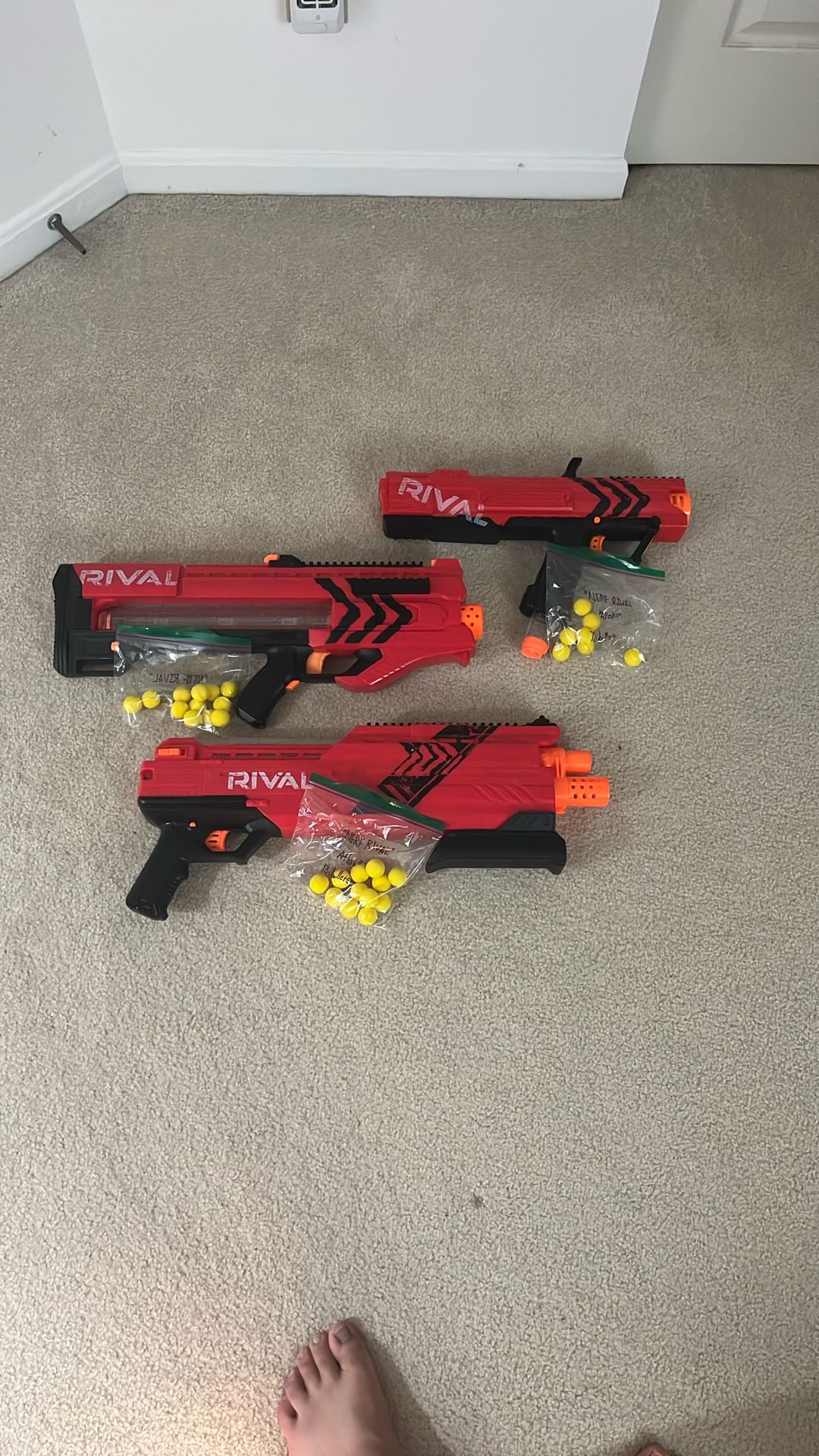 3 Nerf Rivals Toy Guns.