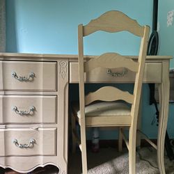 Dresser, Table, Mirror and Chair Set $800