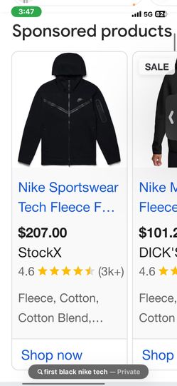 Original first nike tech fleece black size L