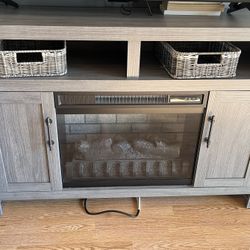 Style Selections 48-in W Iron Oak Infrared Quartz Electric Fireplace
