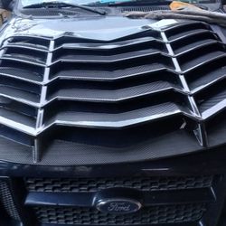  Rear Window Scoop Louvers Windshield Rear Sun Shade Cover GT Lambo Style Compatible with 2O15 TO 2O2O Mustang - Carbon Fiber style