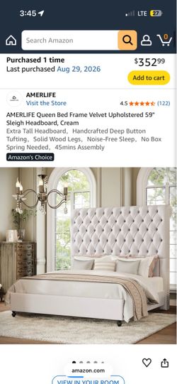 BRAND NEW! AMERLIFE Queen Velvet Upholstered Sleigh Bed Frame