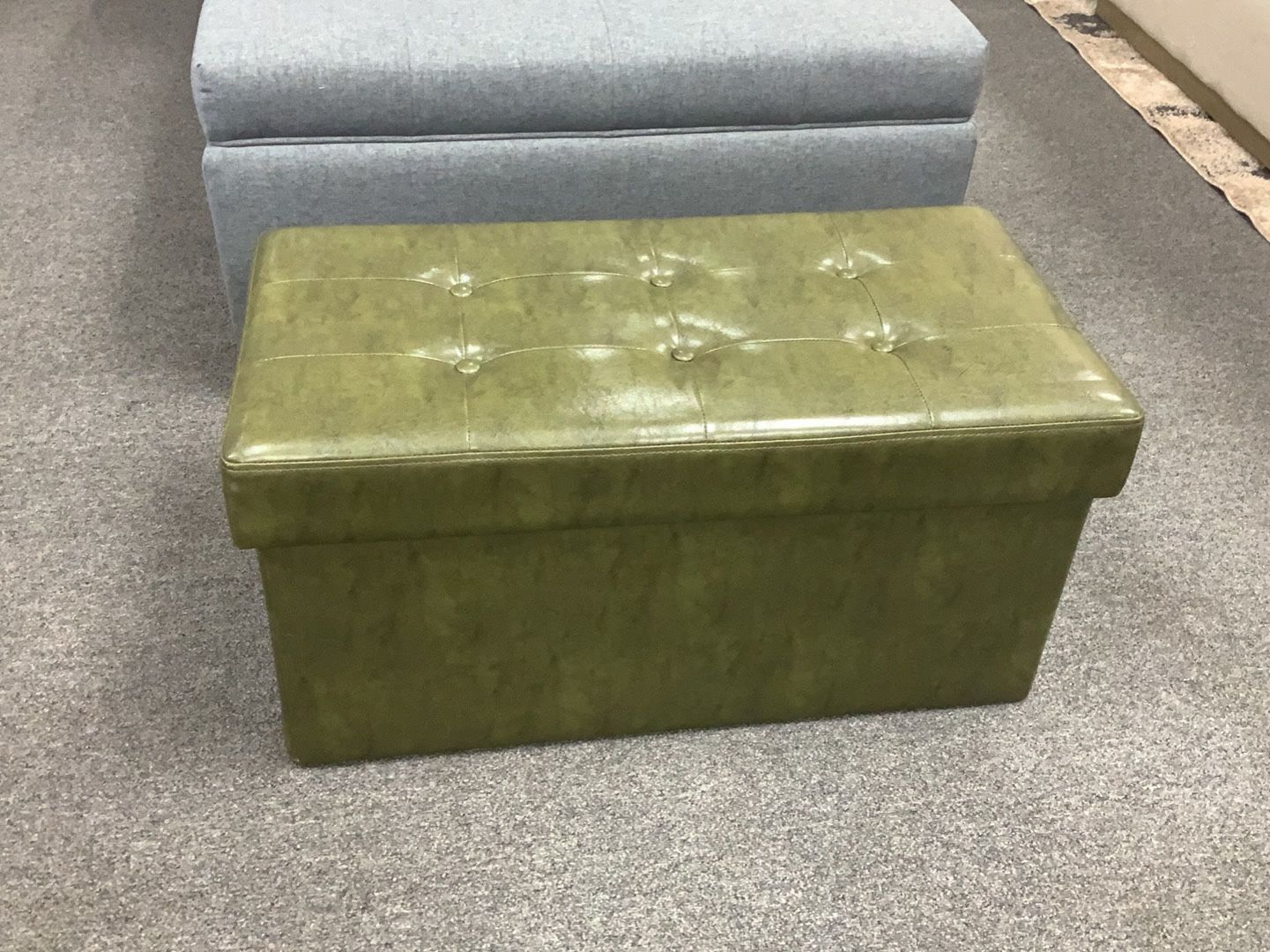 Olive Faux Leather Tufted Collapsible Bench by Valerie