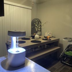 Plank+Beam Dinning Table, Bench & 4 Black Chairs