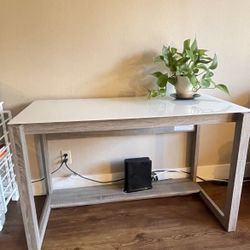 Glass top desk with chair