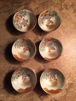 6 Very Small Old Cups, perhaps for Japanese Sake