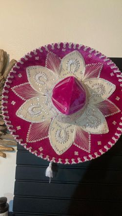 Pink velvet Charro Sombrero