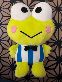 Keroppi / Sanrio 12” Plush Blue and White Stripe Outfit Round 1 Used