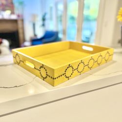 Three Hands Corp Yellow Faux-Lizard Decorative Serving Tray - 18.5"