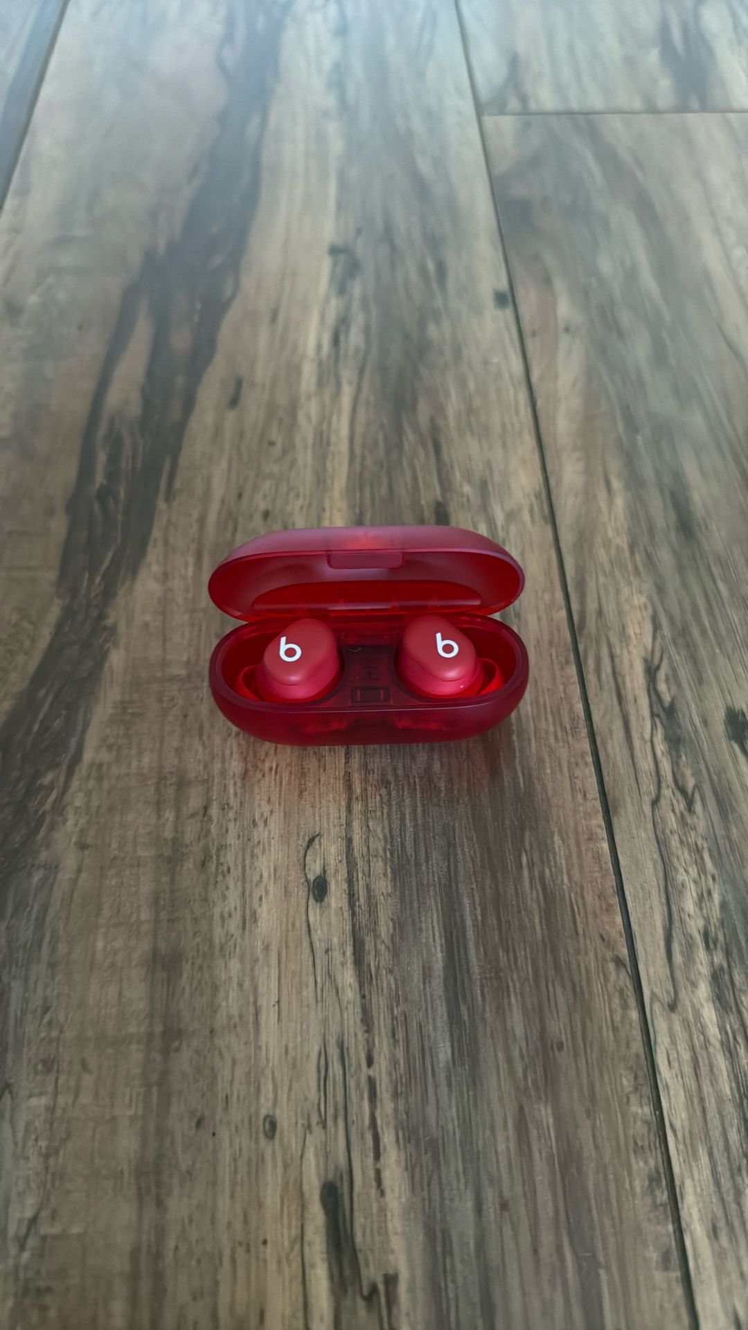 Red Beats Studio Buds in their case, work great and sound awesome. Used but still in good shape, ready for a new owner.