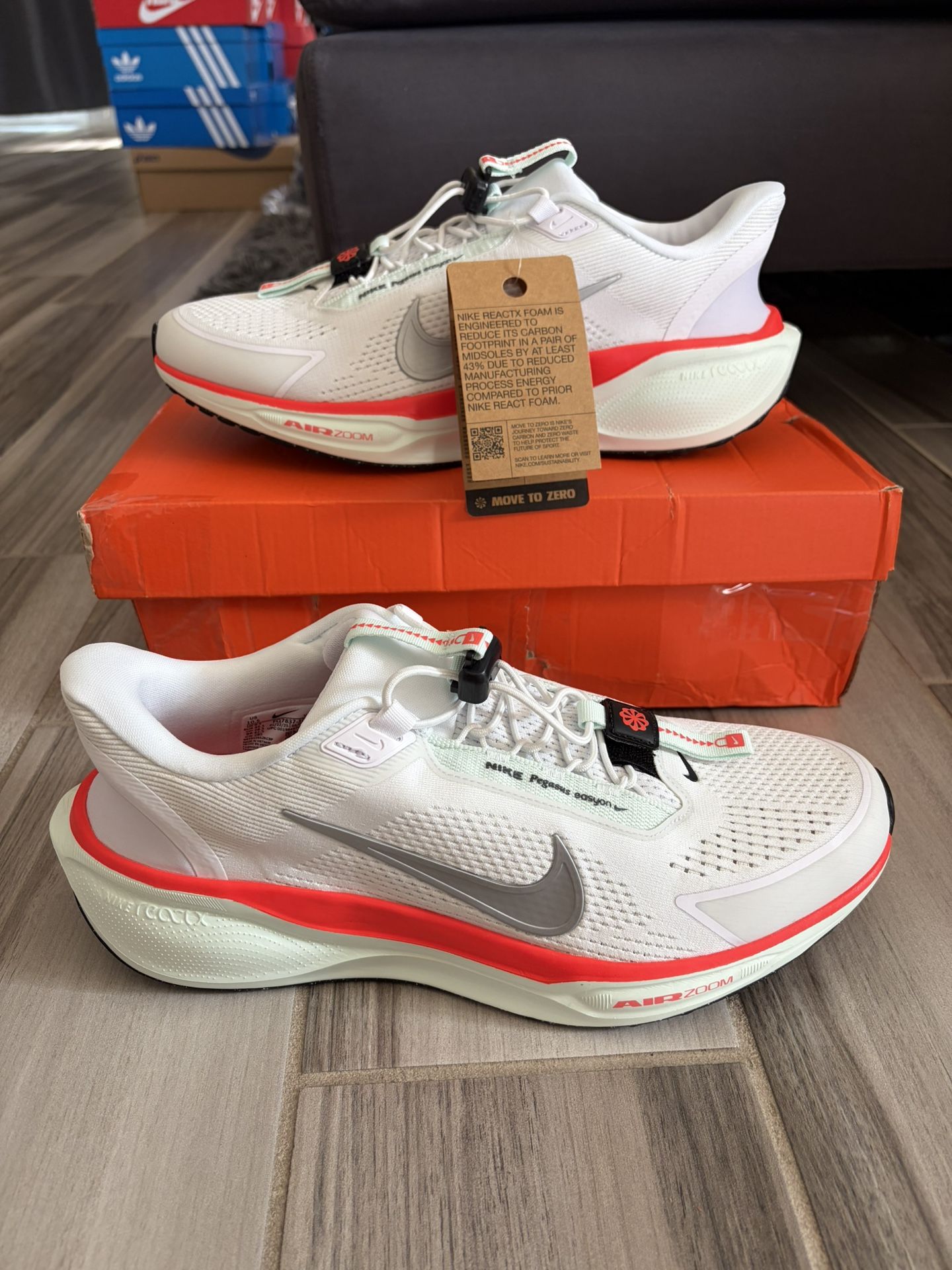 Men’s Nike Air Zoom Pegasus 41 EasyOn Running Shoes - White Metallic Silver - Size 10.5