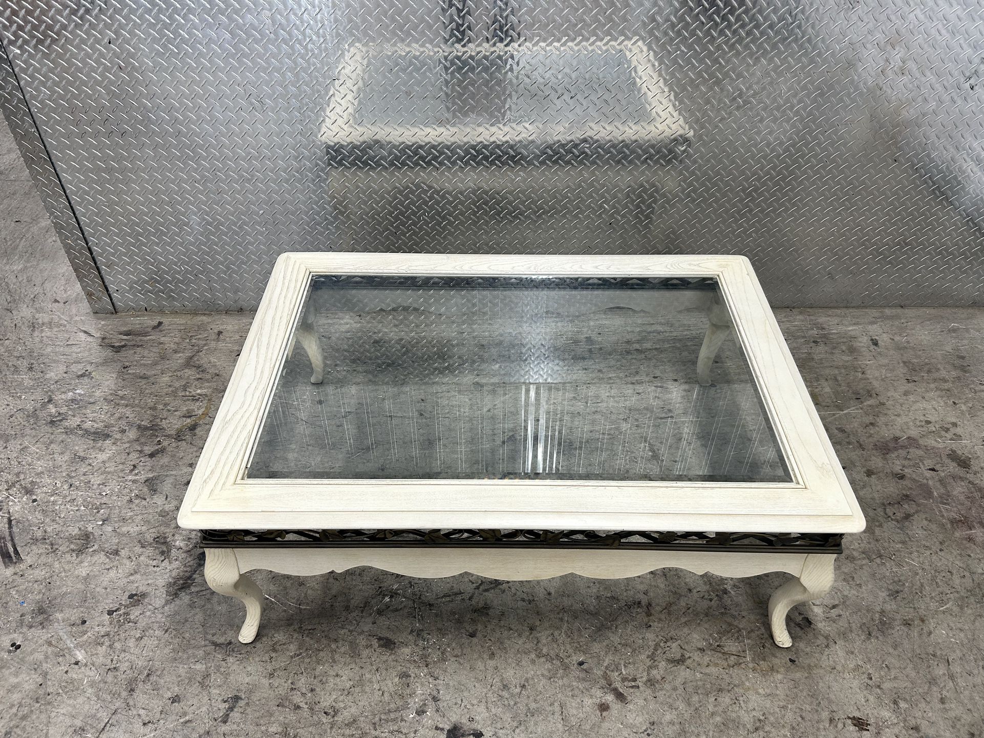 Off White Glass Coffee Table 