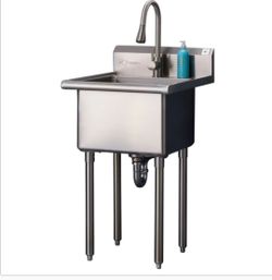 TRINITY Stainless Steel Utility Sink with Pull-out Faucet