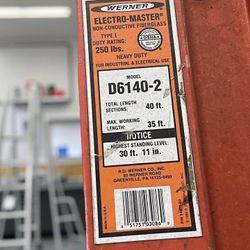 Warner 40 Foot Fiberglass Extension Ladder