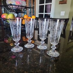 4 Vintage Hand Crafted  Martinis Glass Ware