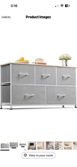 5-Drawer Fabric Dresser with Wood Top