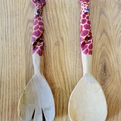 Brand New Handmade Tanzanian Salad Serving Set