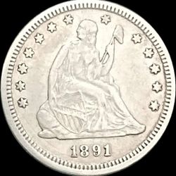 1891 Seated Liberty Quarter 