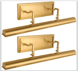 Gold Picture Lights 24 Inch Hardwired Adjustable Wall Light 3-Light 2 Pack