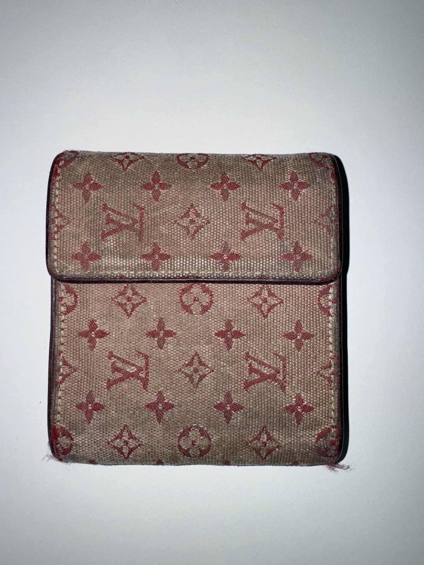 Authentic Louis Vuitton Min Lin- Red Canvas Compact Bifold Wallet 5in x 4in