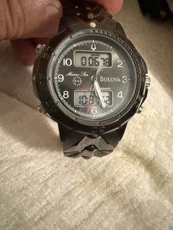 BULOVA MARINE STAR MEN'S WATCH QUARTZ ALLS/S BLACK SNAKE BAND CHRONOGRAPH 98C59, not Rolex, Gucci, movado, omega, patek