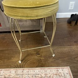 Yellow Velvet Vanity Stool 