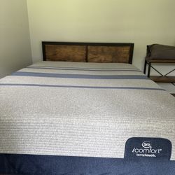 Serta iComfort Mattress + Wood & Metal Bed Frame  – LIKE NEW