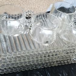 Antique Glass Sip And Snack Set