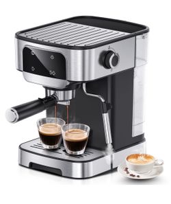 Kwister 20-Bar Espresso Machine w/ Milk Frother – Stainless Steel